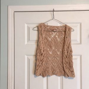 Cream Crochet Boho Vest Mudd XS